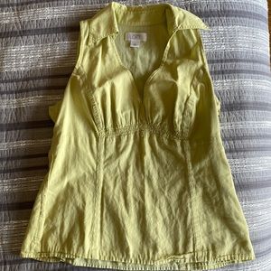 Green sleeveless cotton blouse with side zip size 4 Loft